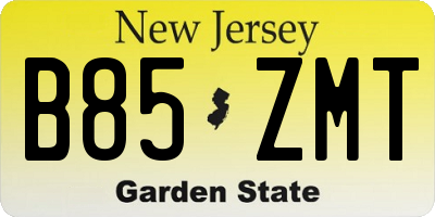 NJ license plate B85ZMT