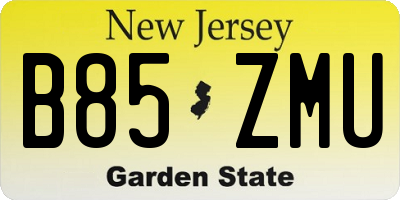 NJ license plate B85ZMU