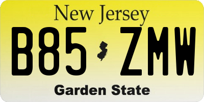 NJ license plate B85ZMW