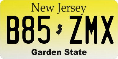 NJ license plate B85ZMX