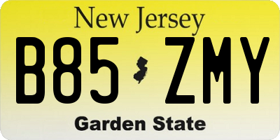 NJ license plate B85ZMY