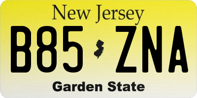 NJ license plate B85ZNA