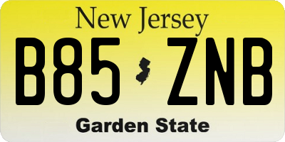 NJ license plate B85ZNB