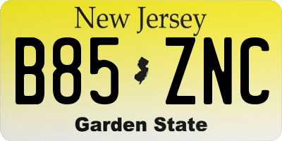 NJ license plate B85ZNC