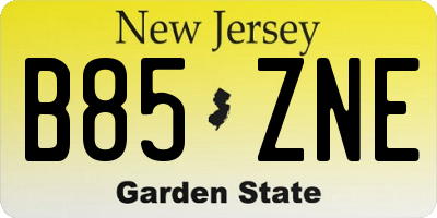 NJ license plate B85ZNE