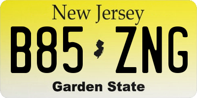 NJ license plate B85ZNG