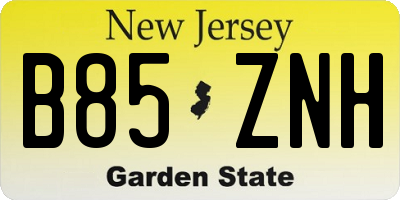 NJ license plate B85ZNH