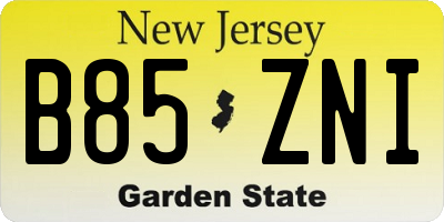 NJ license plate B85ZNI