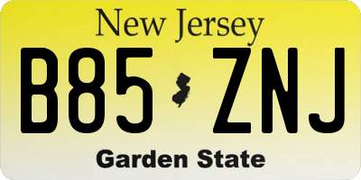 NJ license plate B85ZNJ
