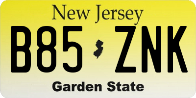 NJ license plate B85ZNK