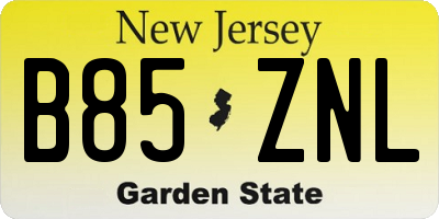 NJ license plate B85ZNL