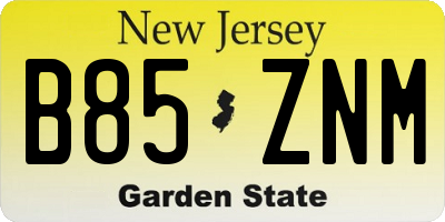 NJ license plate B85ZNM