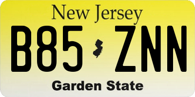 NJ license plate B85ZNN