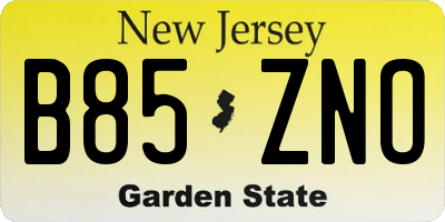 NJ license plate B85ZNO