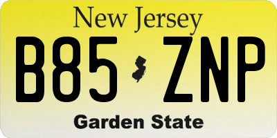 NJ license plate B85ZNP