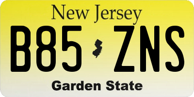 NJ license plate B85ZNS