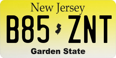 NJ license plate B85ZNT