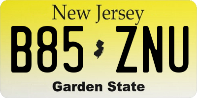 NJ license plate B85ZNU