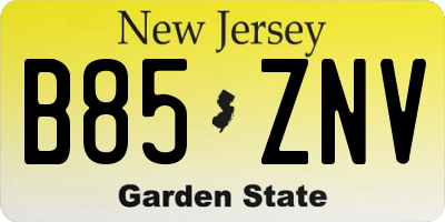 NJ license plate B85ZNV