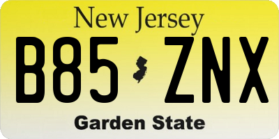 NJ license plate B85ZNX