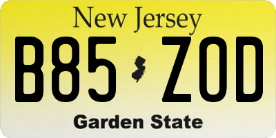 NJ license plate B85ZOD