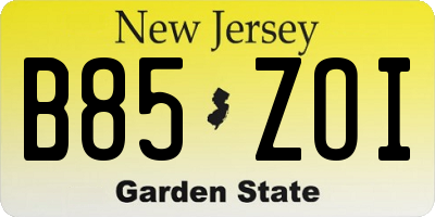 NJ license plate B85ZOI
