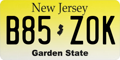 NJ license plate B85ZOK