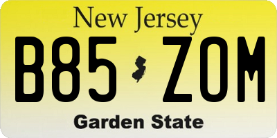 NJ license plate B85ZOM