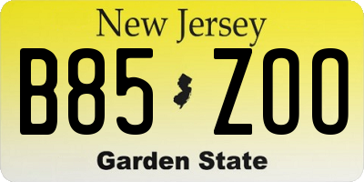 NJ license plate B85ZOO