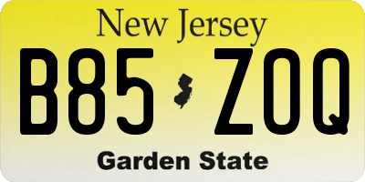 NJ license plate B85ZOQ
