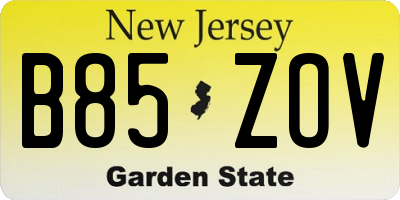 NJ license plate B85ZOV