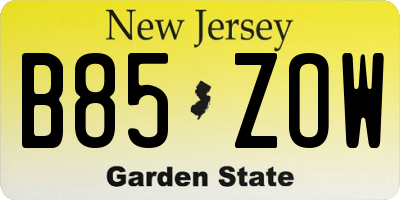 NJ license plate B85ZOW