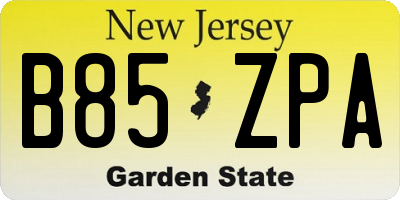 NJ license plate B85ZPA