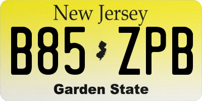 NJ license plate B85ZPB