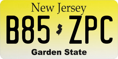 NJ license plate B85ZPC
