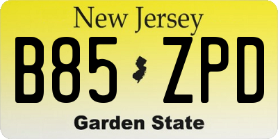 NJ license plate B85ZPD