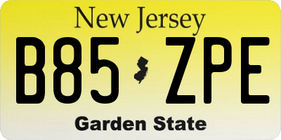 NJ license plate B85ZPE