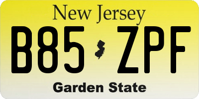 NJ license plate B85ZPF
