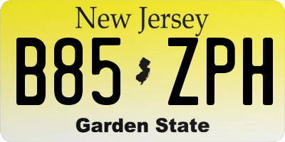 NJ license plate B85ZPH