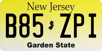 NJ license plate B85ZPI
