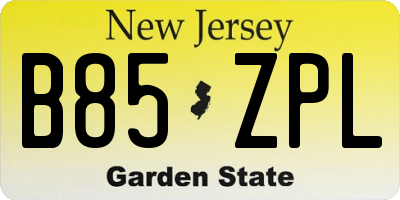 NJ license plate B85ZPL