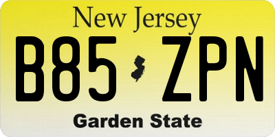 NJ license plate B85ZPN