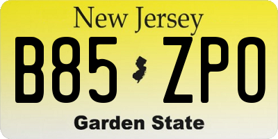 NJ license plate B85ZPO
