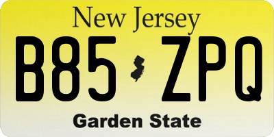 NJ license plate B85ZPQ
