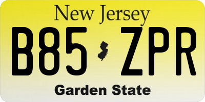 NJ license plate B85ZPR