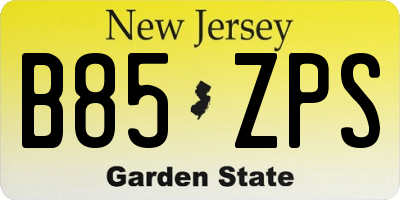 NJ license plate B85ZPS
