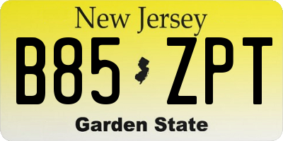 NJ license plate B85ZPT