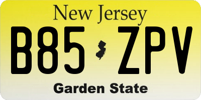 NJ license plate B85ZPV