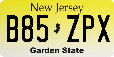 NJ license plate B85ZPX