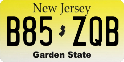 NJ license plate B85ZQB